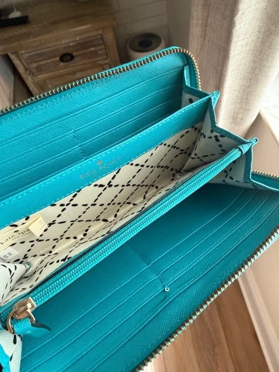 Kate Spade Bright Turquoise Zip Wallet - Picture 5 of 10